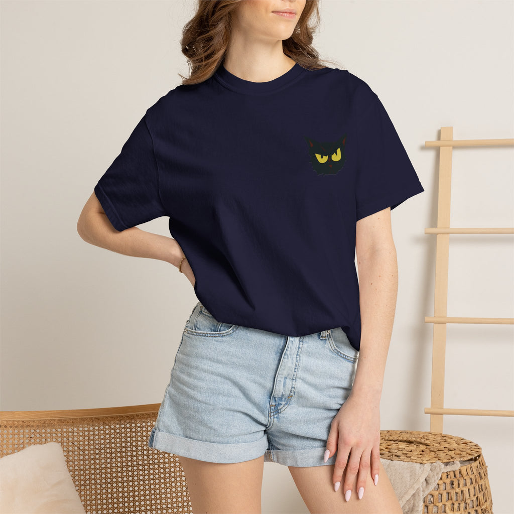 Black Cat Face Bad Kitty T-shirt | Graphic Tee, Retro Illustration