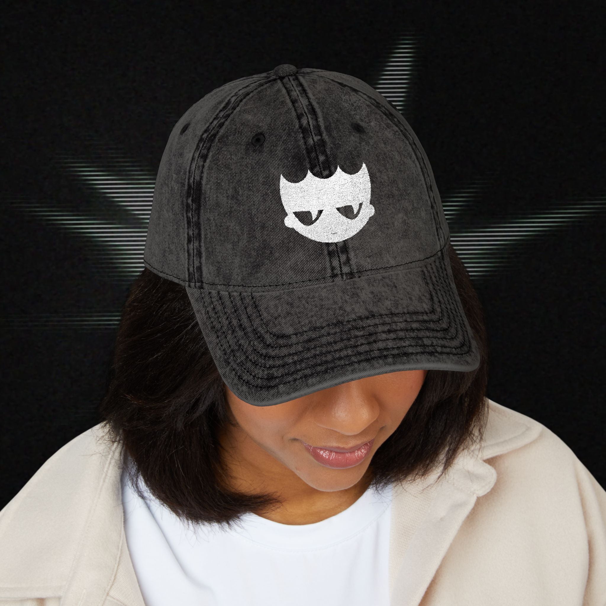 Vintage Washed Baseball Cap — Embroidered Distressed Logo