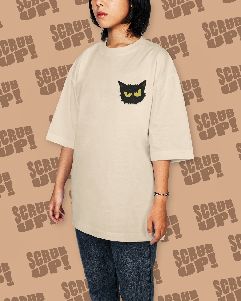 Black Cat Face Bad Kitty T-shirt | Graphic Tee, Retro Illustration