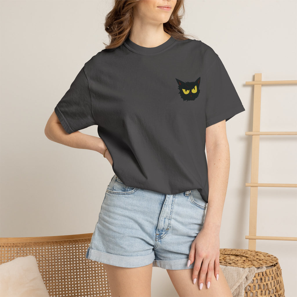 Black Cat Face Bad Kitty T-shirt | Graphic Tee, Retro Illustration