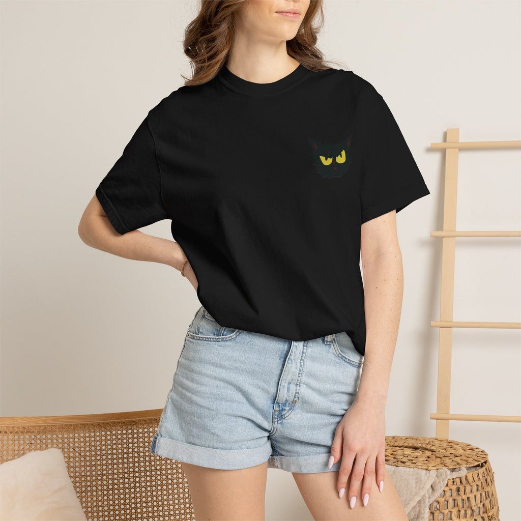 Black Cat Face Bad Kitty T-shirt | Graphic Tee, Retro Illustration
