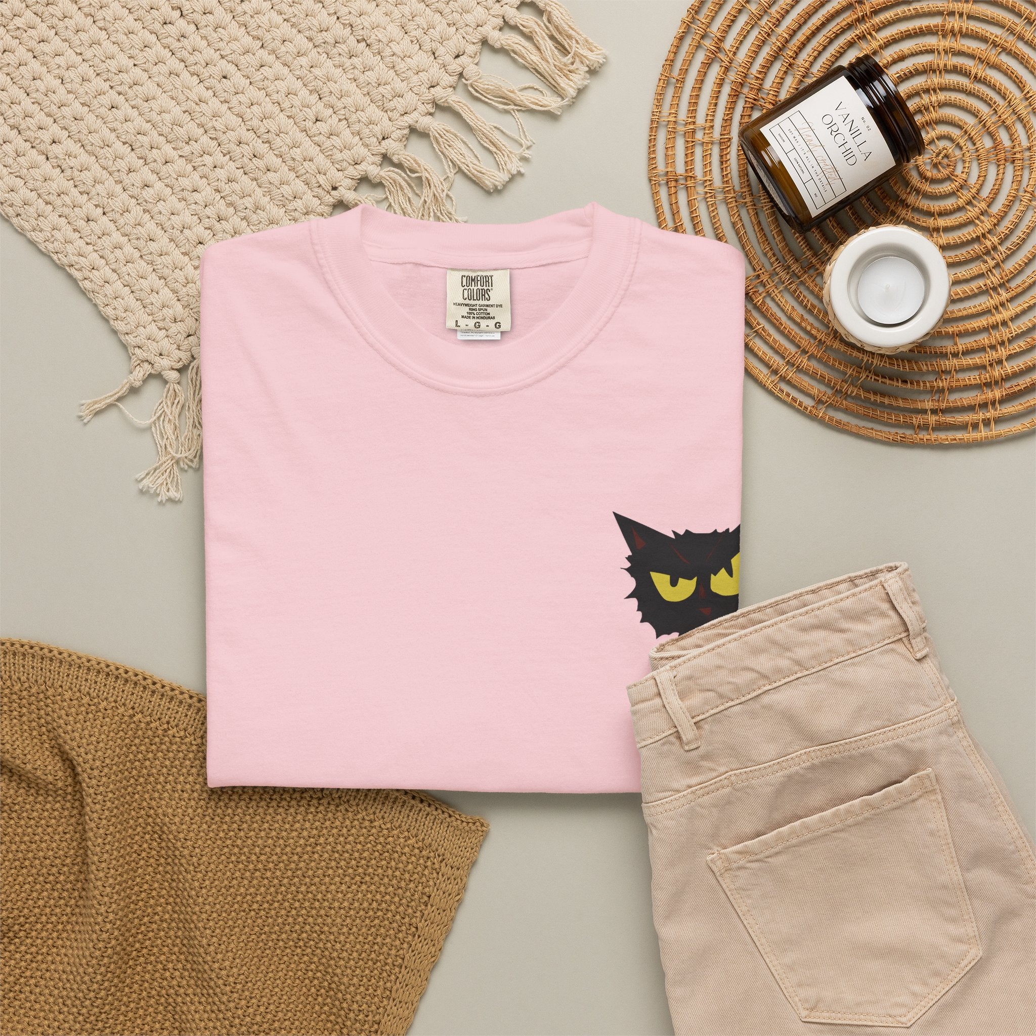 Black Cat Face Bad Kitty T-shirt | Graphic Tee, Retro Illustration