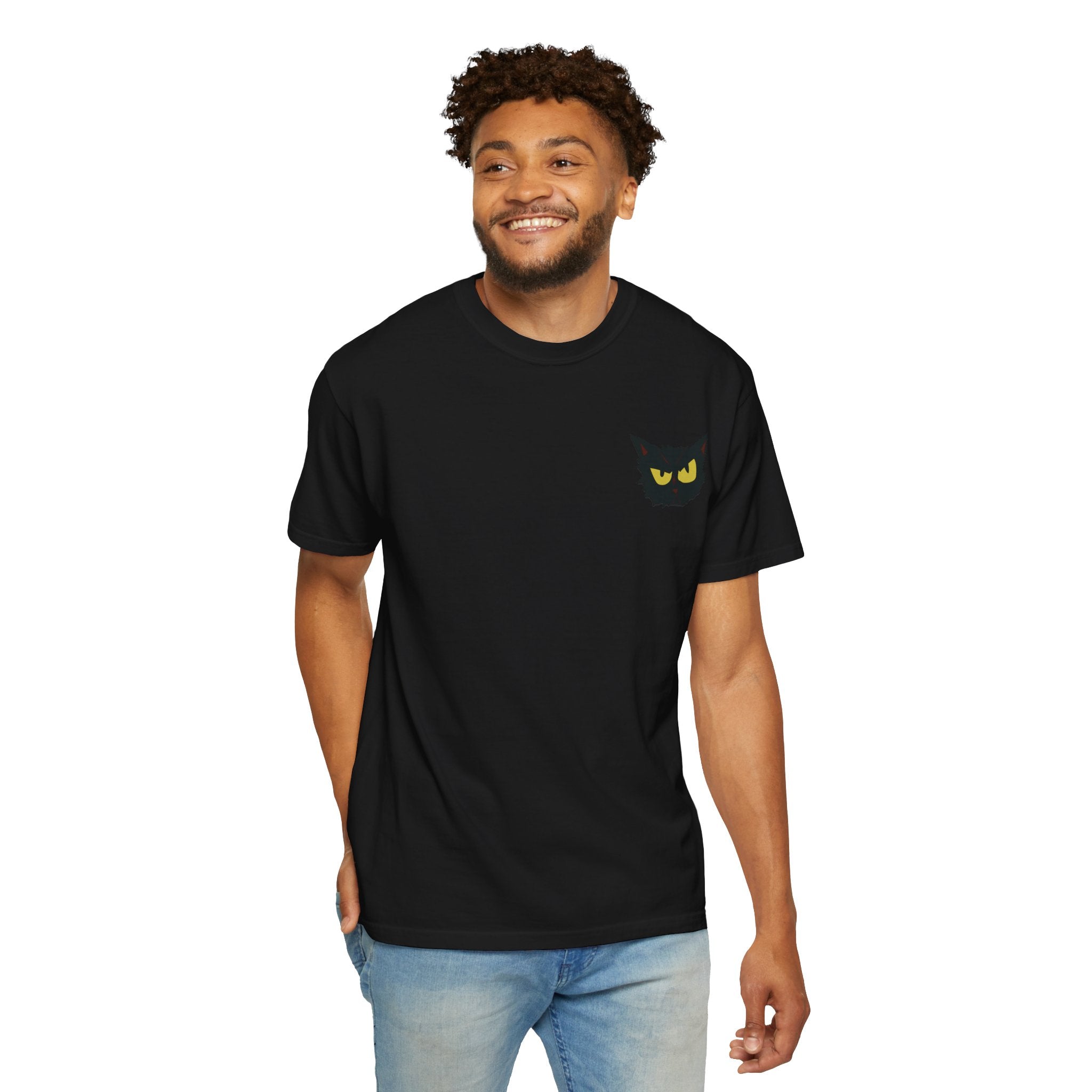 Black Cat Face Bad Kitty T-shirt | Graphic Tee, Retro Illustration