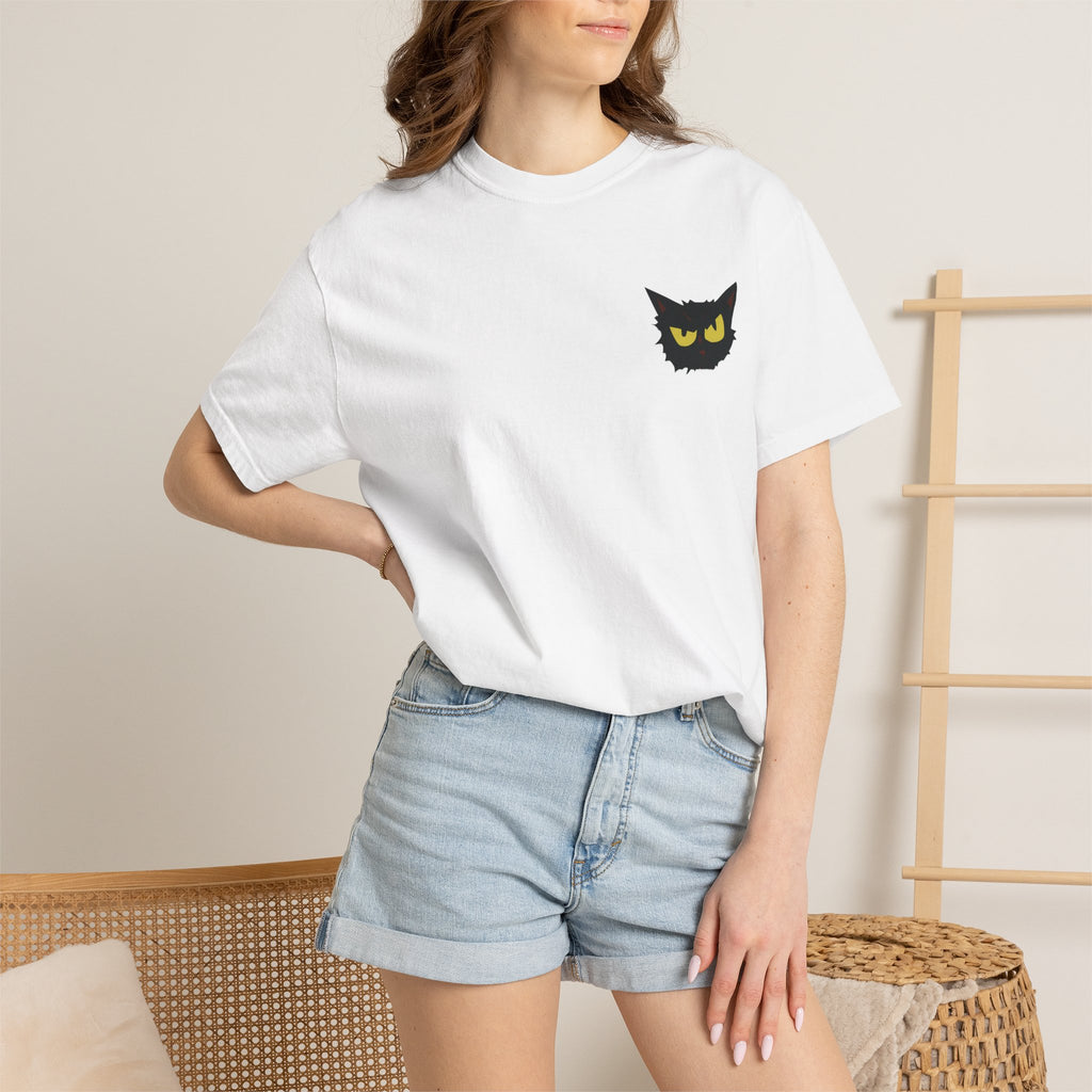 Black Cat Face Bad Kitty T-shirt | Graphic Tee, Retro Illustration