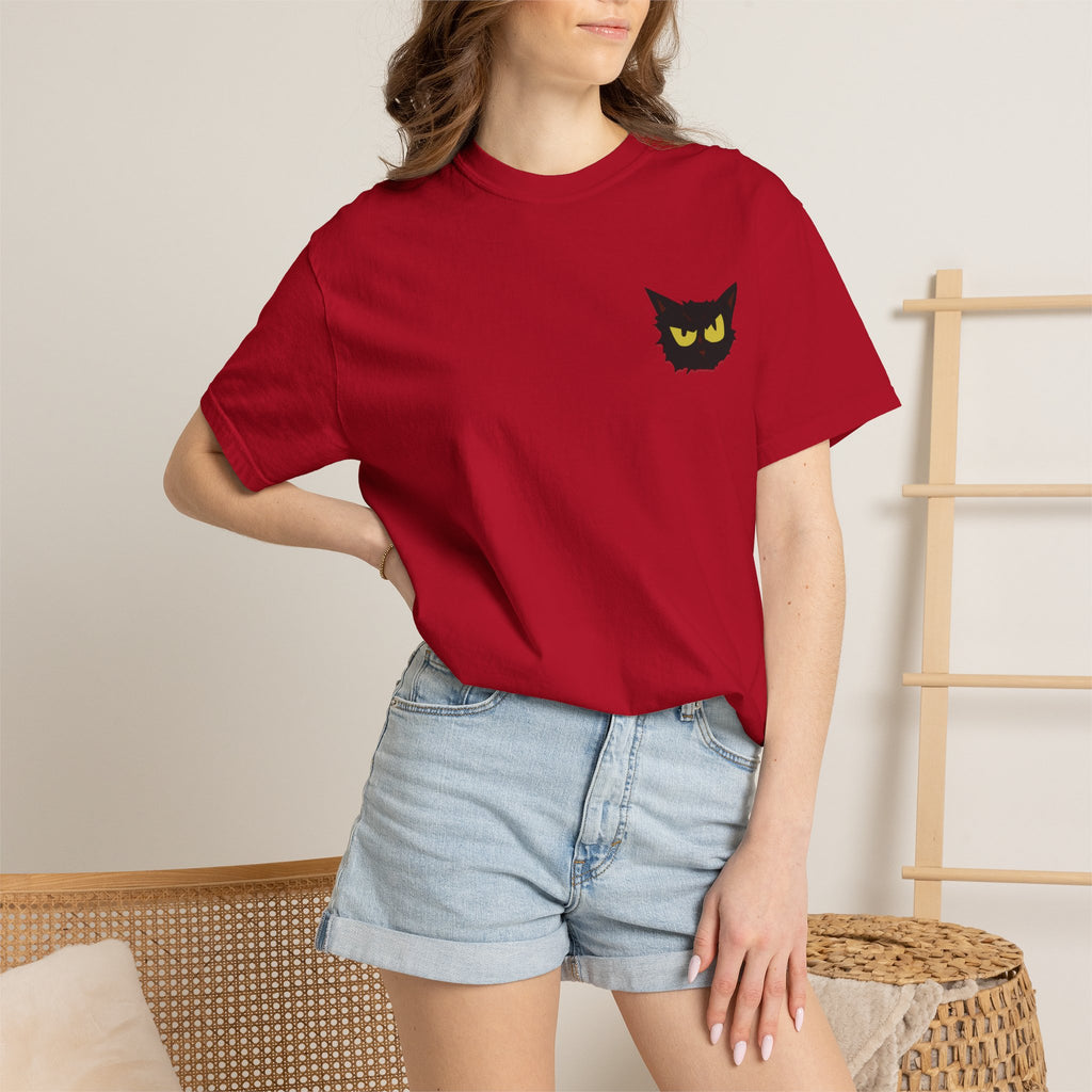 Black Cat Face Bad Kitty T-shirt | Graphic Tee, Retro Illustration
