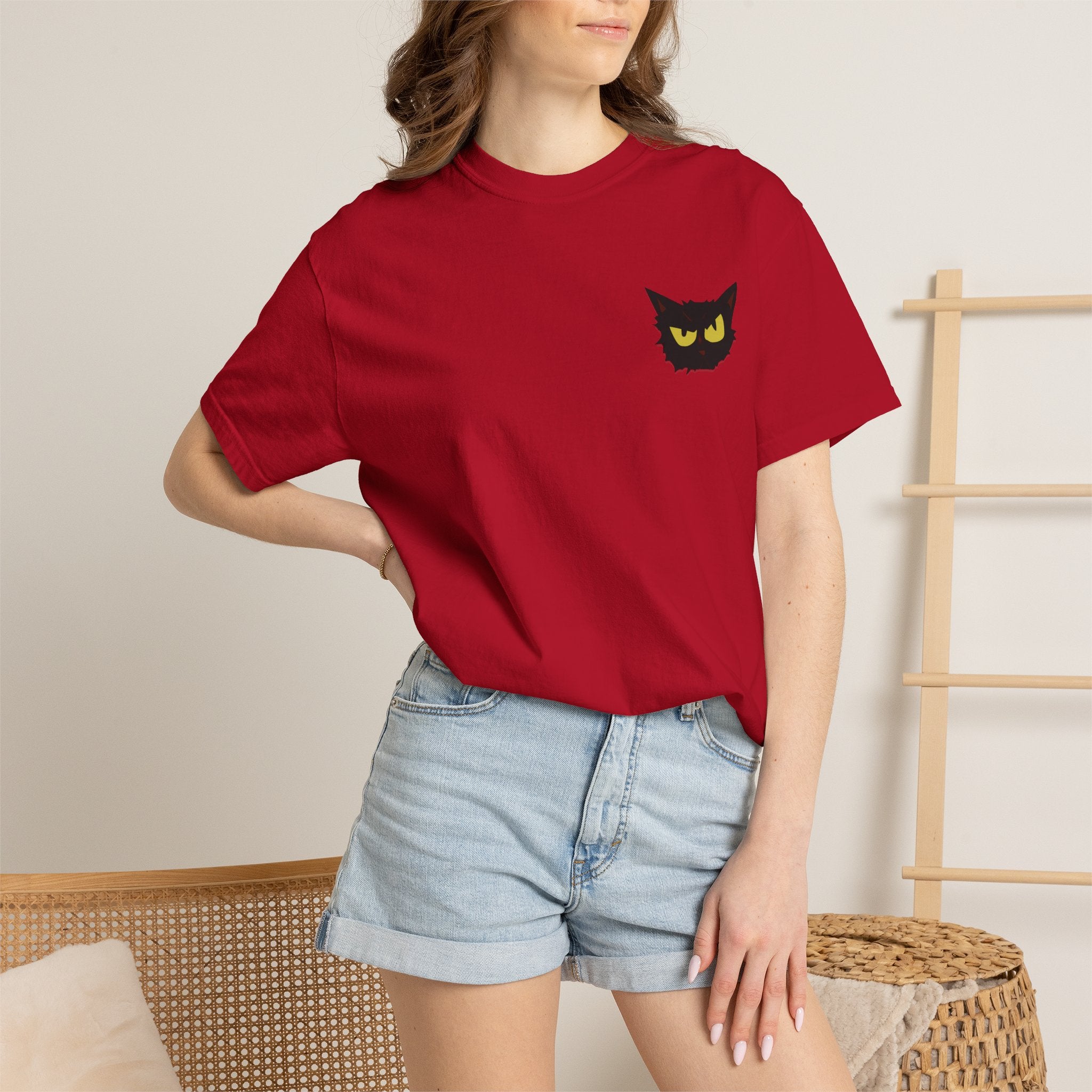 Black Cat Face Bad Kitty T-shirt | Graphic Tee, Retro Illustration