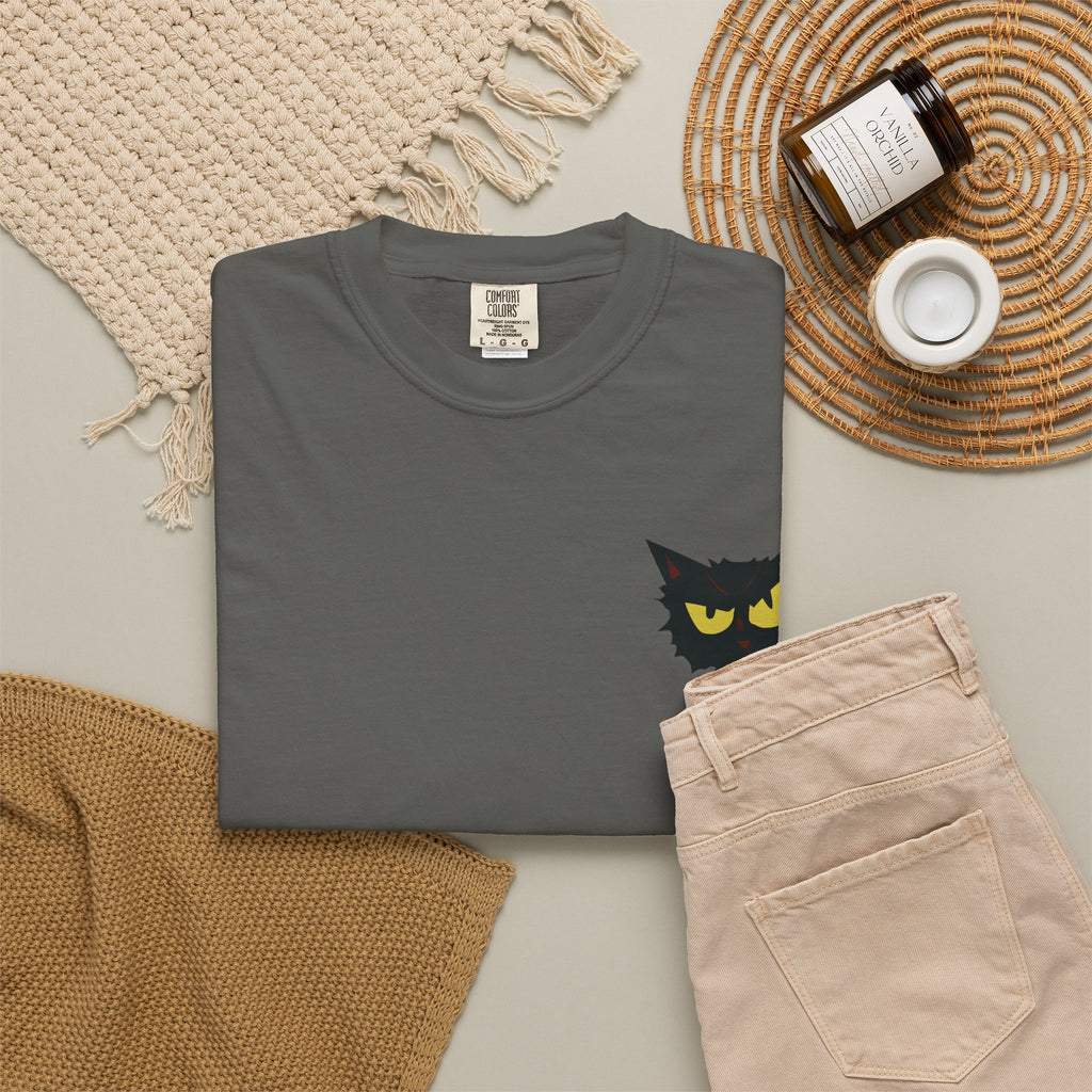 Black Cat Face Bad Kitty T-shirt | Graphic Tee, Retro Illustration