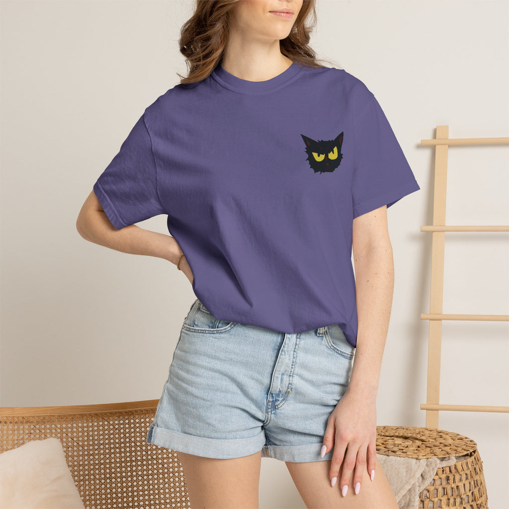 Black Cat Face Bad Kitty T-shirt | Graphic Tee, Retro Illustration
