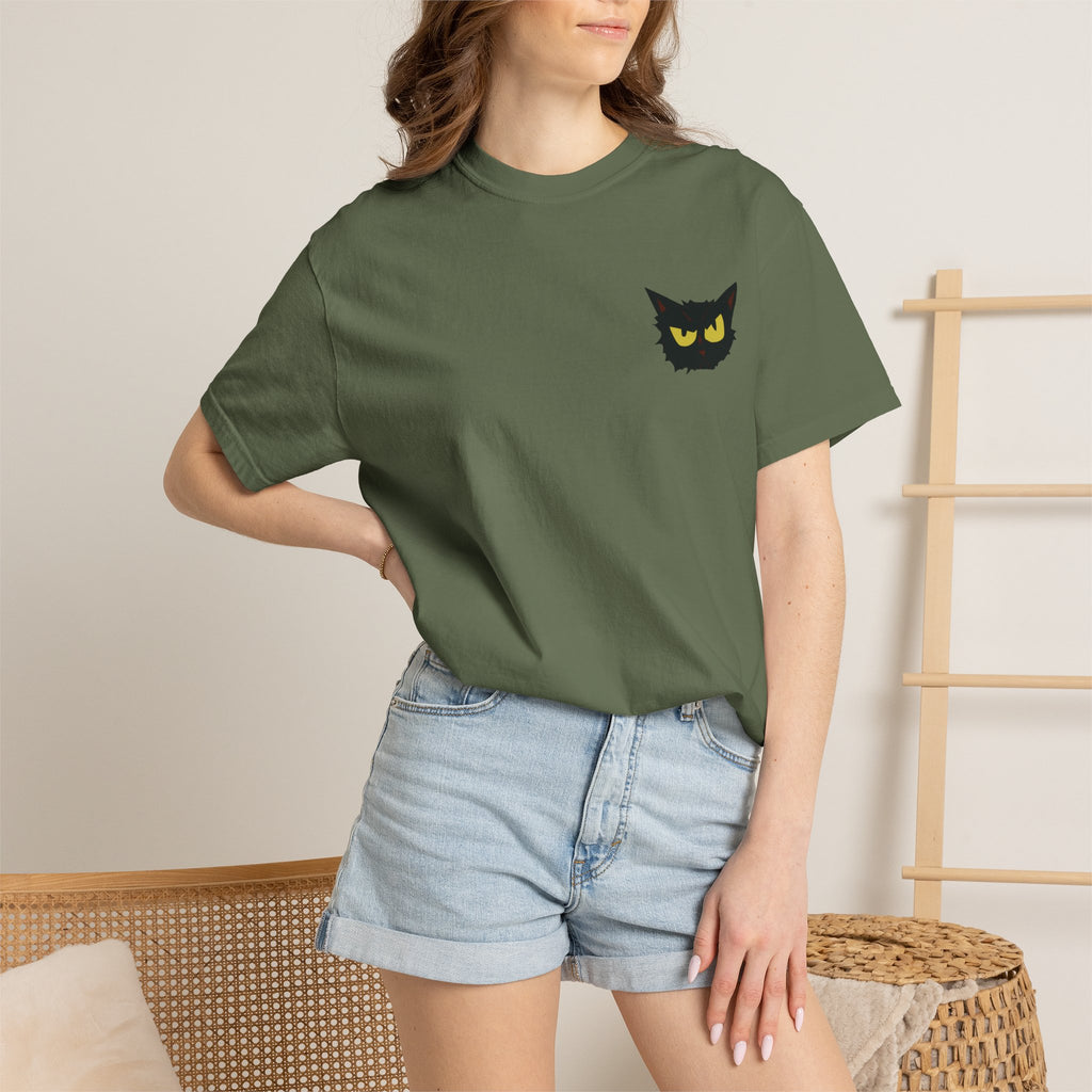 Black Cat Face Bad Kitty T-shirt | Graphic Tee, Retro Illustration