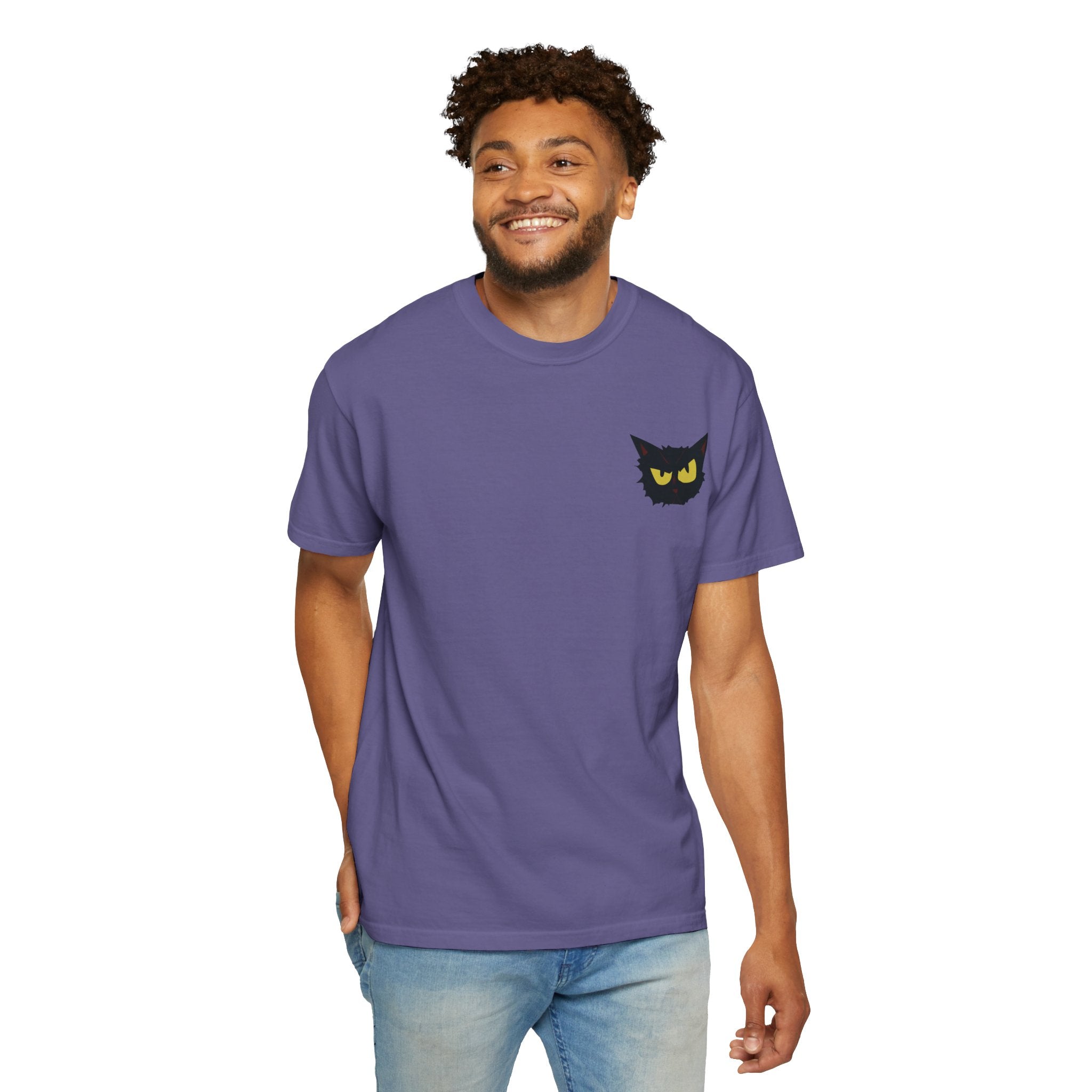 Black Cat Face Bad Kitty T-shirt | Graphic Tee, Retro Illustration
