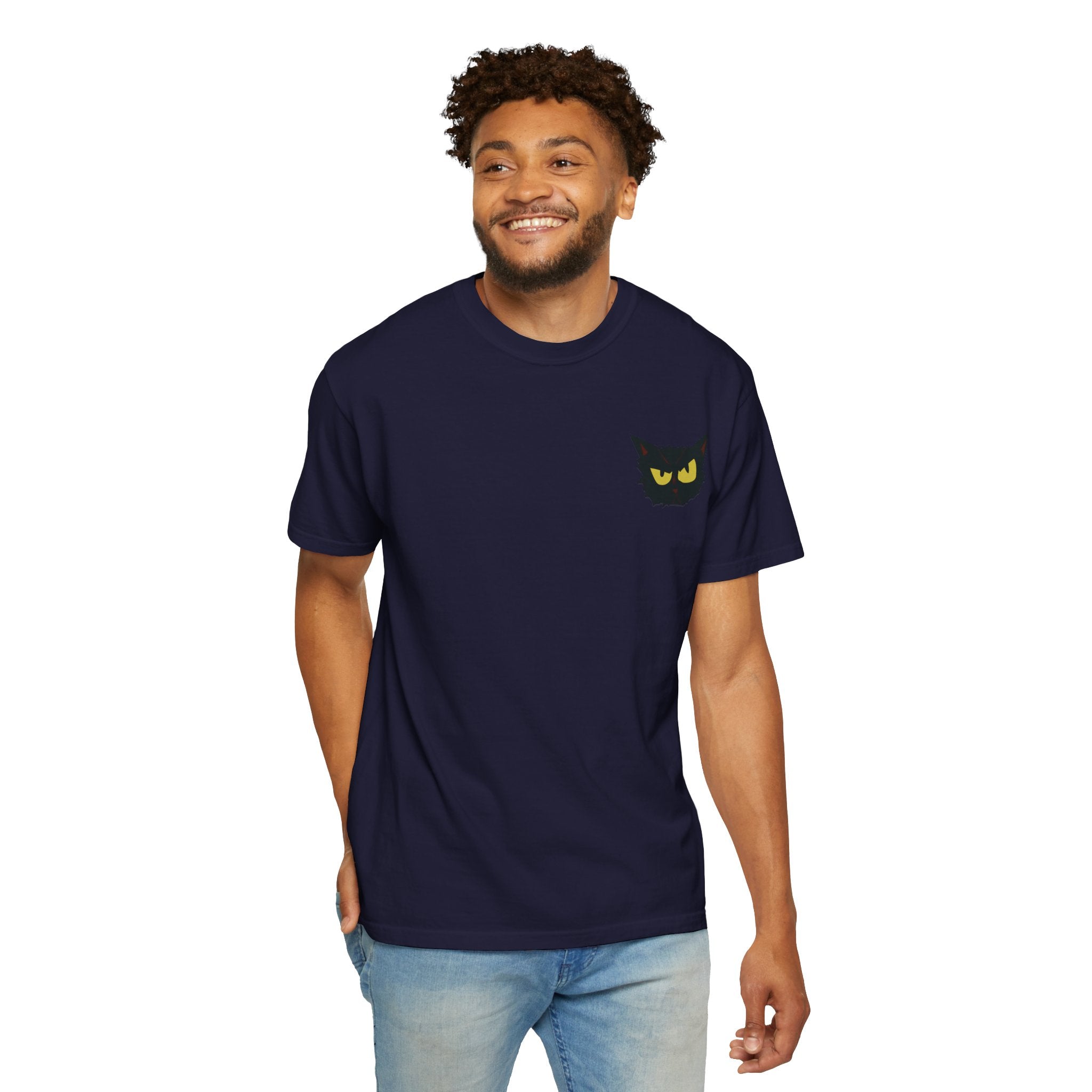 Black Cat Face Bad Kitty T-shirt | Graphic Tee, Retro Illustration